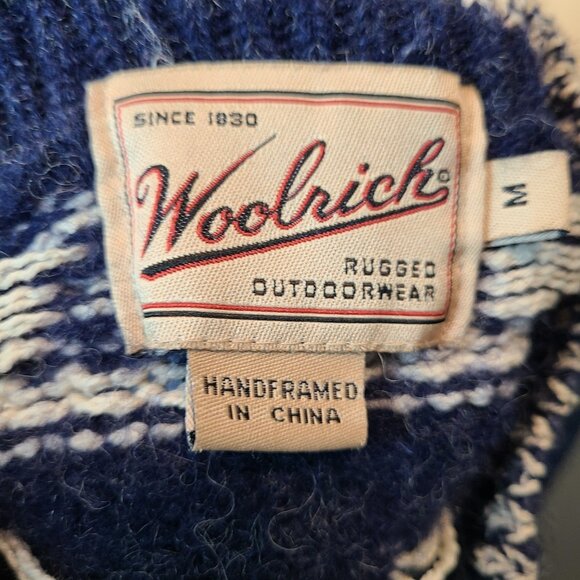 Vtg Woolrich Sweater Womens Medium Fair Isle Cottage Farm Wool Handframed 90s - Picture 4 of 11